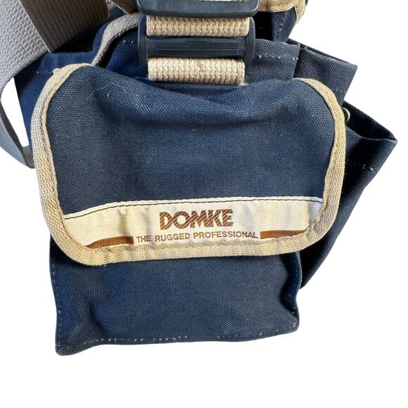 Vintage DomKE Rugged Professional Camera Bag  Navy Canvas Tan Strap MultiPocket - Picture 5 of 9